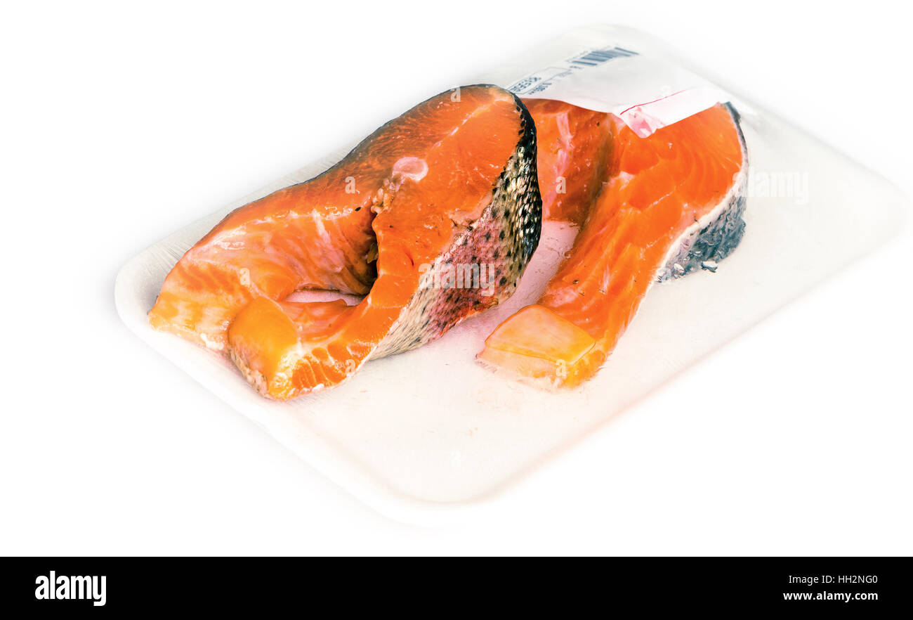 La viande de saumon arc-en-emballés Banque D'Images