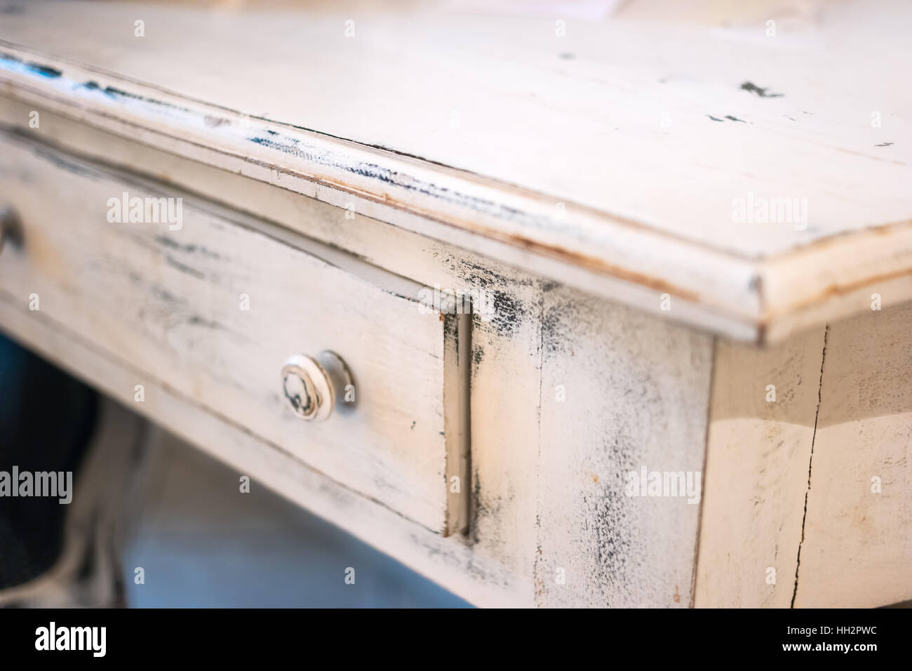 Tiroirs en bois blanc. Banque D'Images