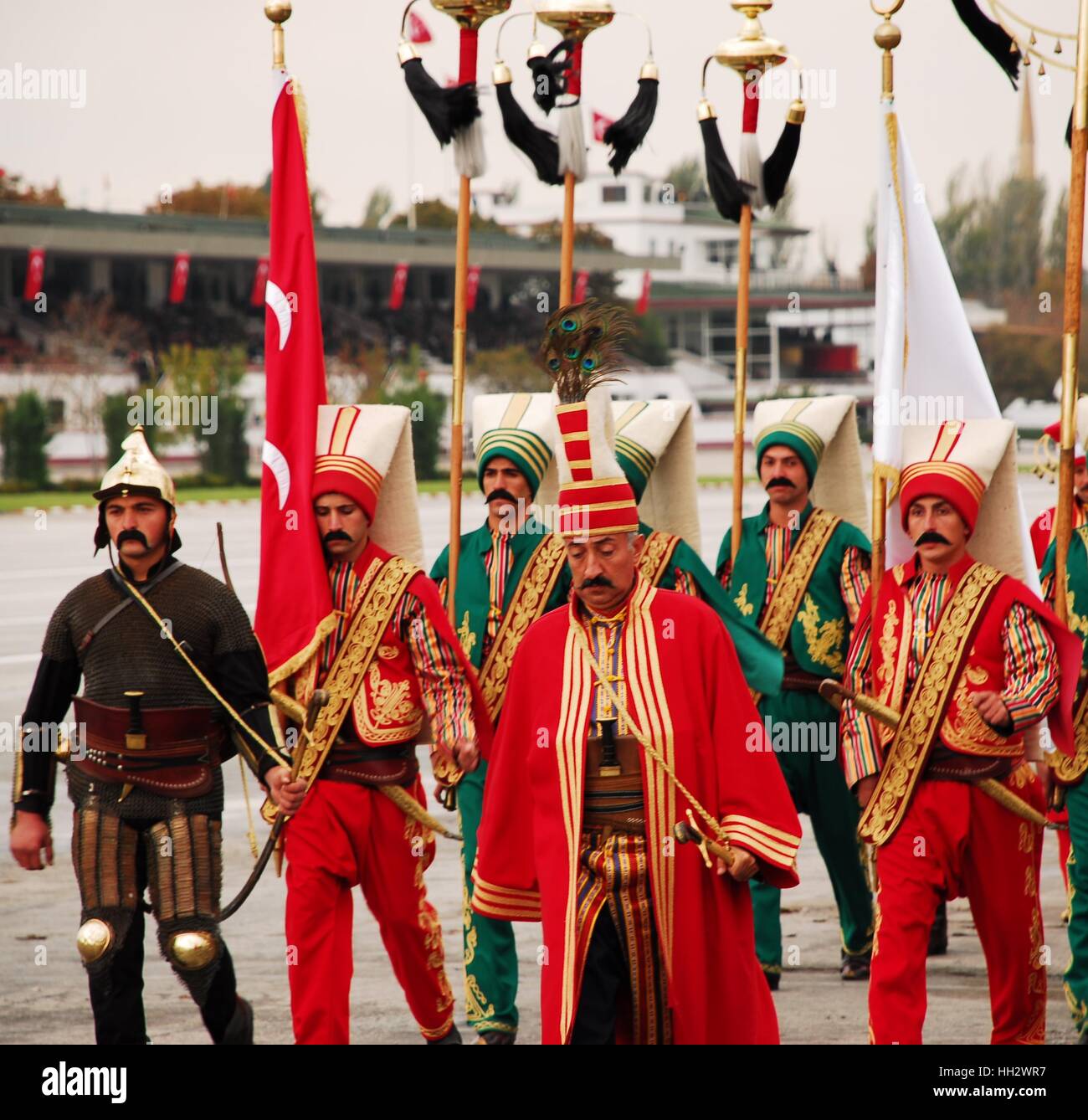L'armée ottomane traditionnelle bande (Mehter) a effectué un show durant la célébration de l'anniversaire de la République turque Banque D'Images