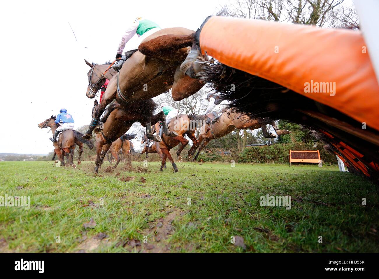 Hunt Racing à Hippodrome de Plumpton à Sussex, UK Banque D'Images