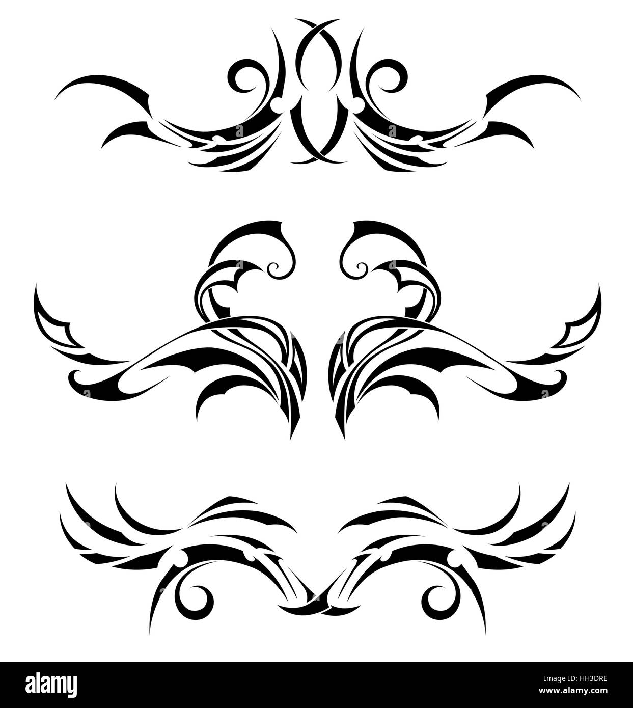 Ensemble de 3 autre vecteur tatouages tribaux dans le style polynésien Illustration de Vecteur