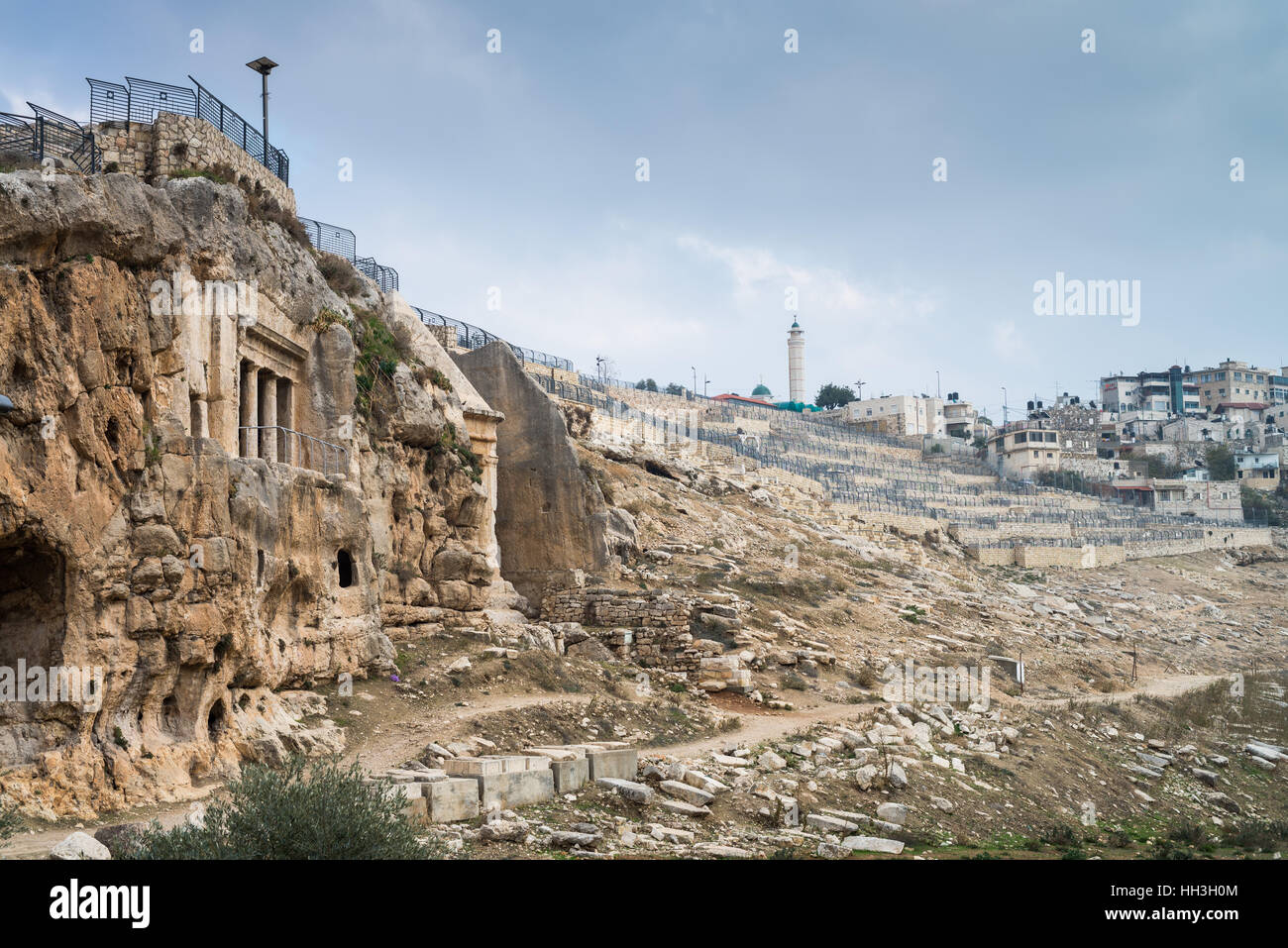 Tombe de Zecharias,tombe de Zacharie, le cimetière juif, vallée du Cédron, Jérusalem, Israël Banque D'Images