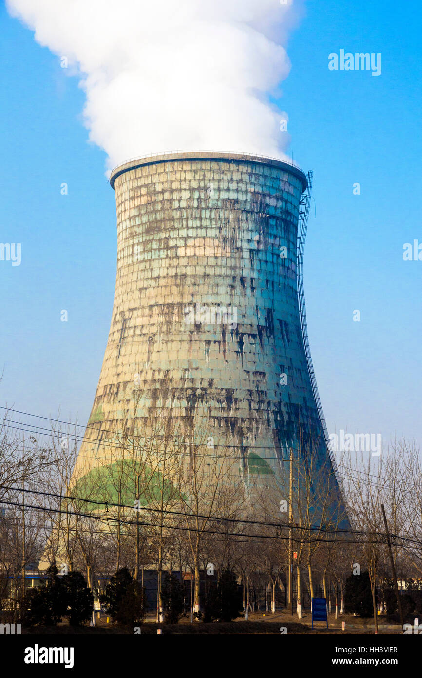 La pollution par le charbon powered Power Station, Shizuishan, Ningxia, Chine Banque D'Images