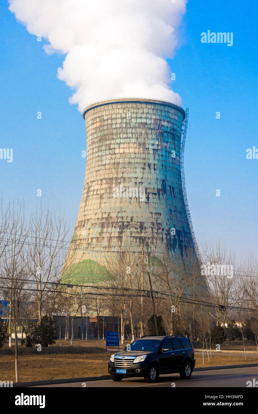 La pollution par le charbon powered Power Station, Shizuishan, Ningxia, Chine Banque D'Images