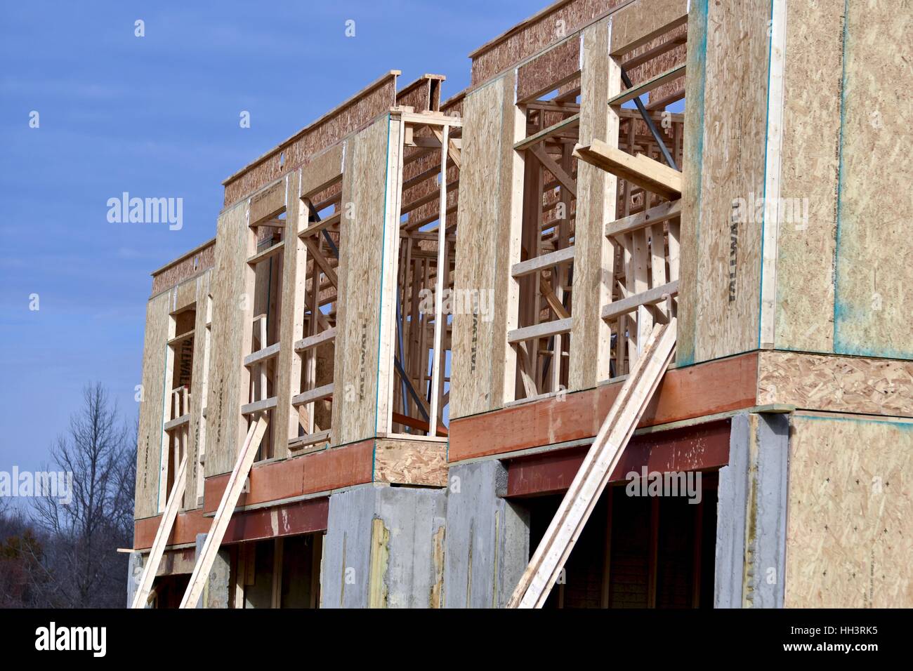 La construction de nouvelles maisons en construction Banque D'Images