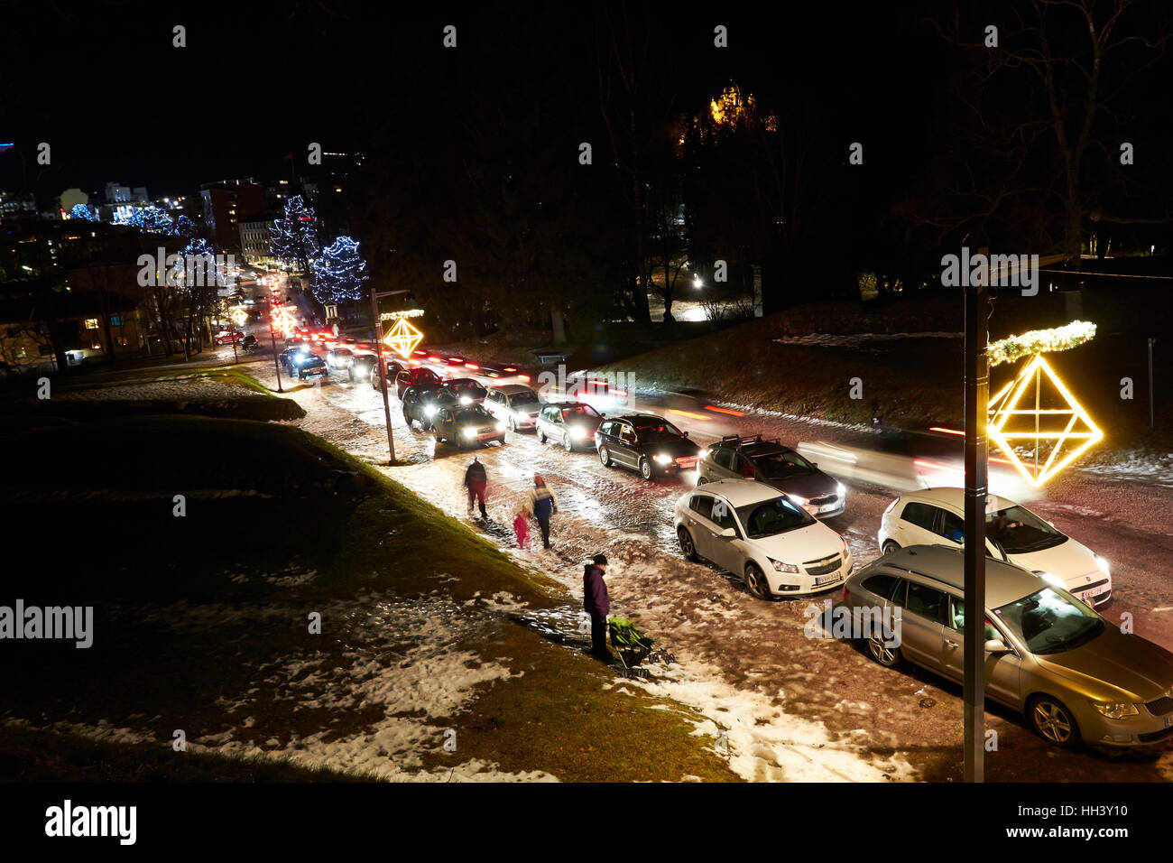 Paysage de nuit à Lappeenranta, Finlande Banque D'Images