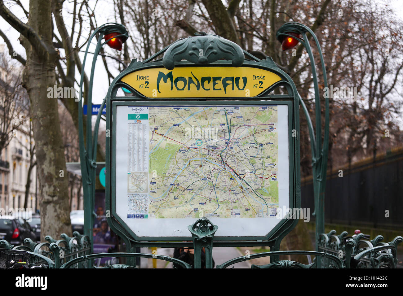 La station de métro Monceau à Paris, France. Banque D'Images