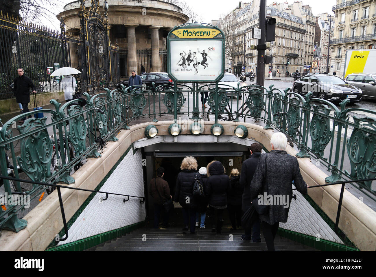 La station de métro Monceau à Paris, France. Banque D'Images