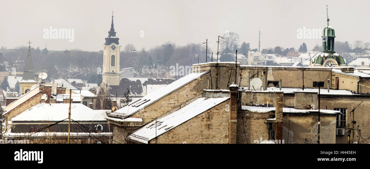 Belgrade, Serbie - vue panoramique sur la ville de Zemun en hiver Banque D'Images