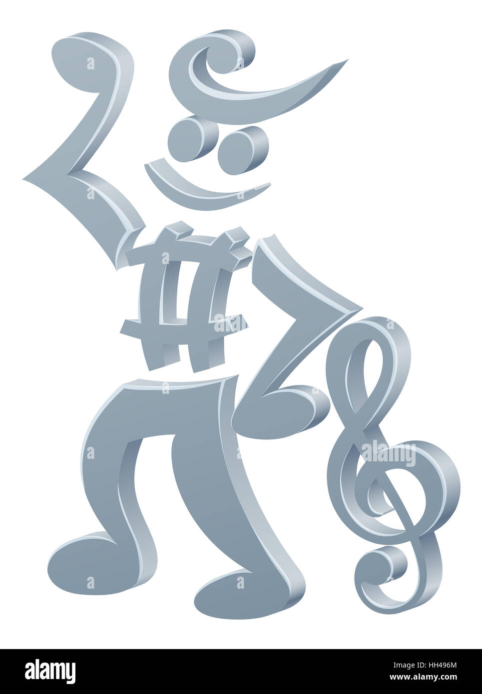 Un personnage mascotte faites de notes de musique et les symboles de notation musicale Banque D'Images