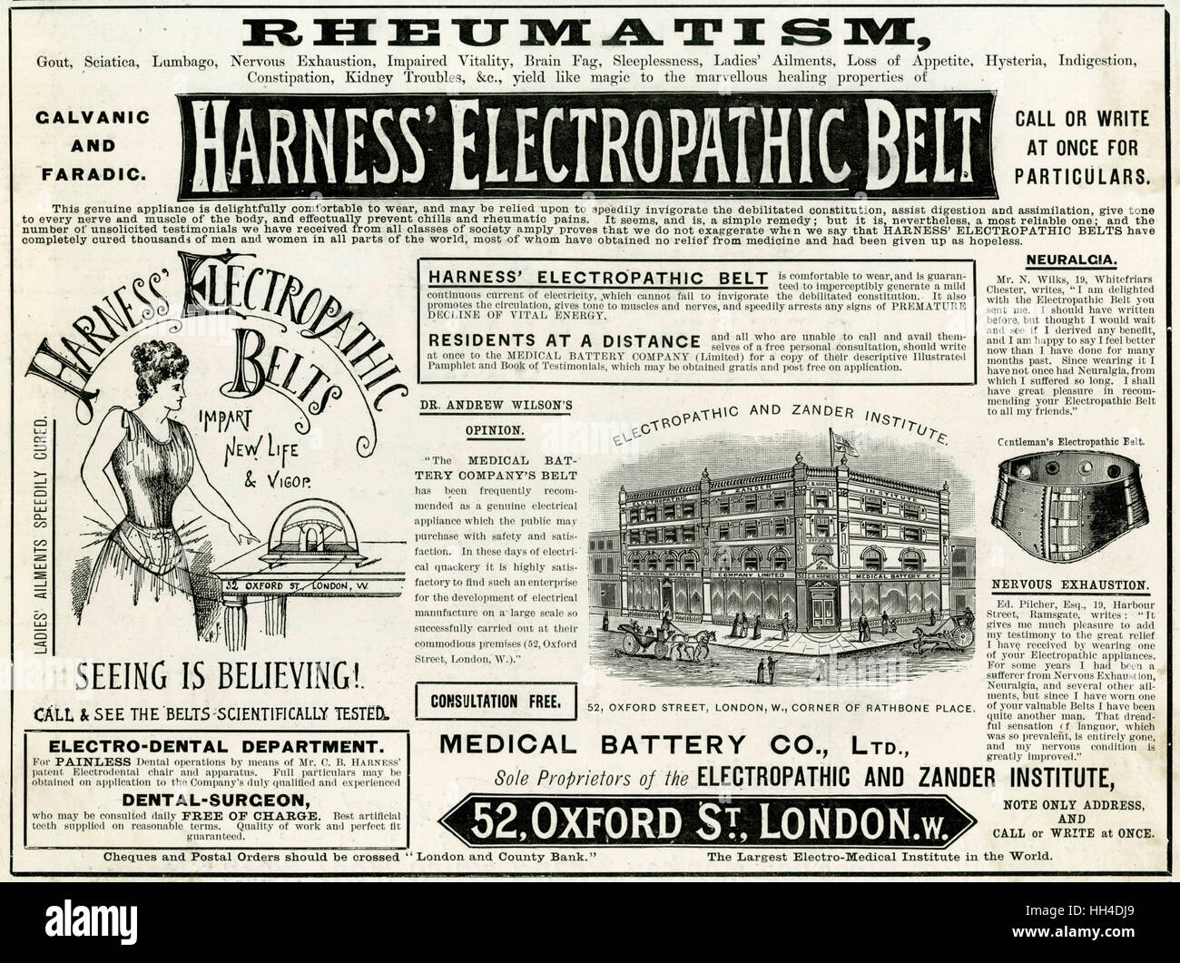 Publicité pour harnais Electropathic Belt 1892 Banque D'Images