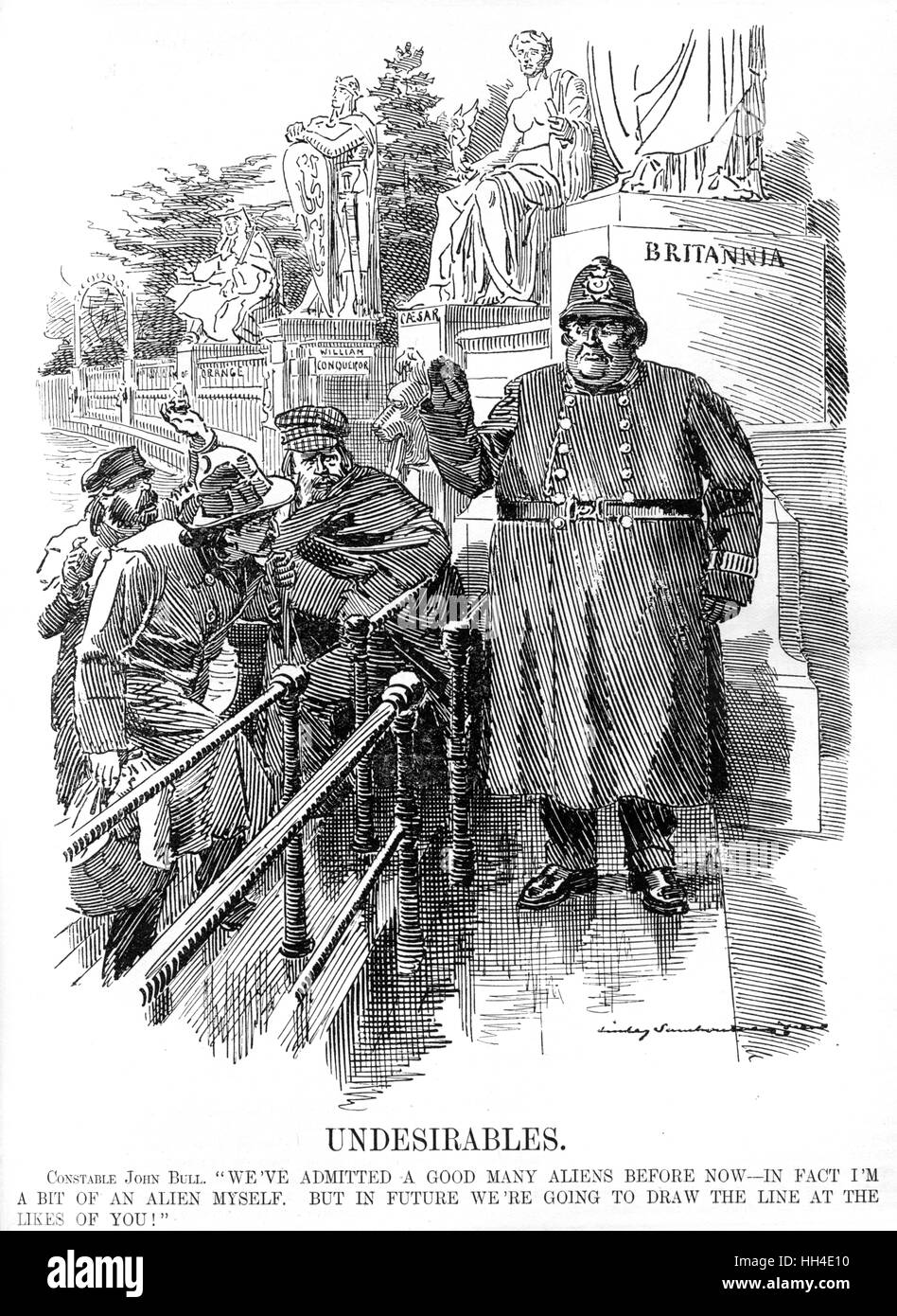 Caricature, indésirables (réfugiés) Banque D'Images