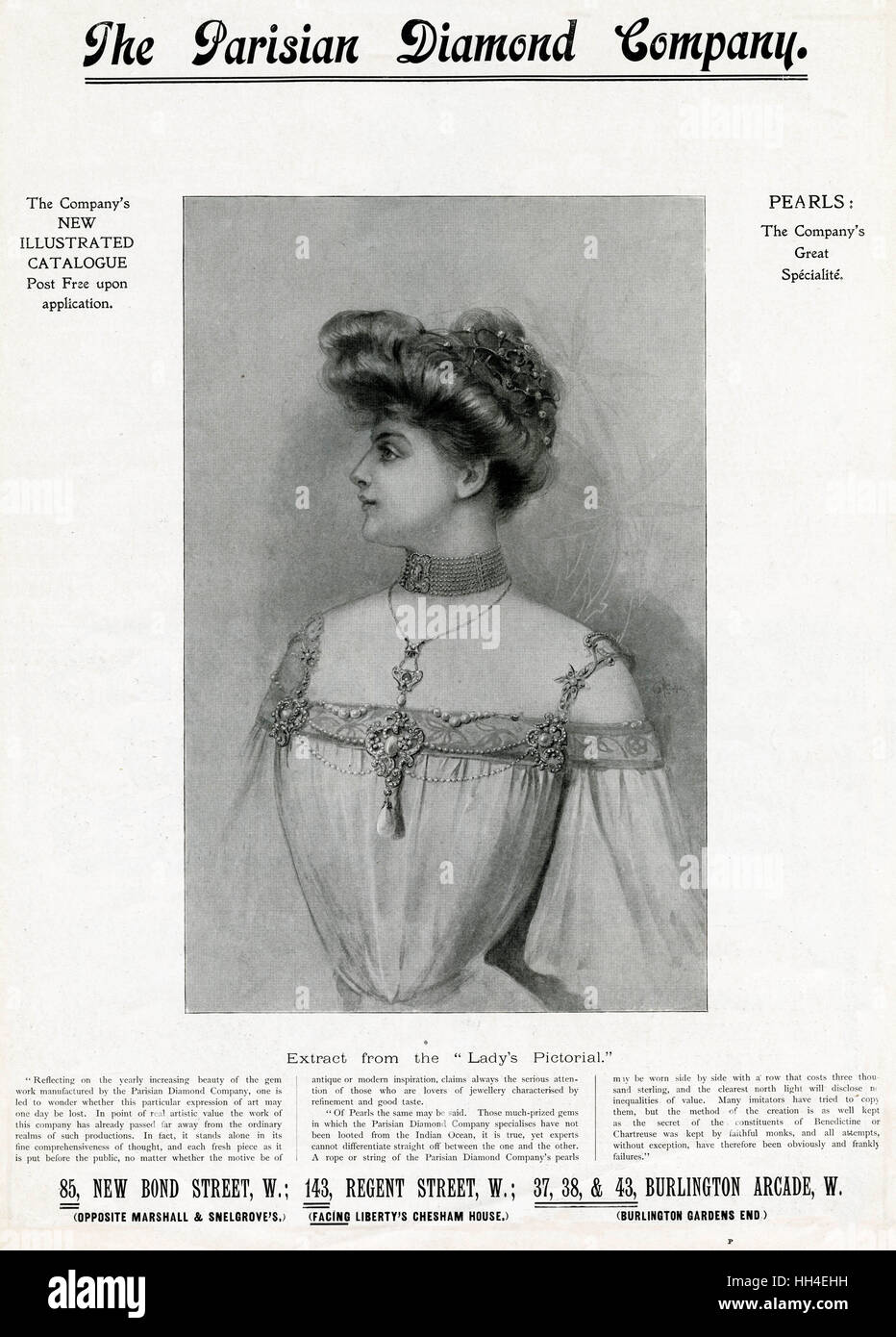 Publicité pour la Société de diamants parisienne 1904 Banque D'Images