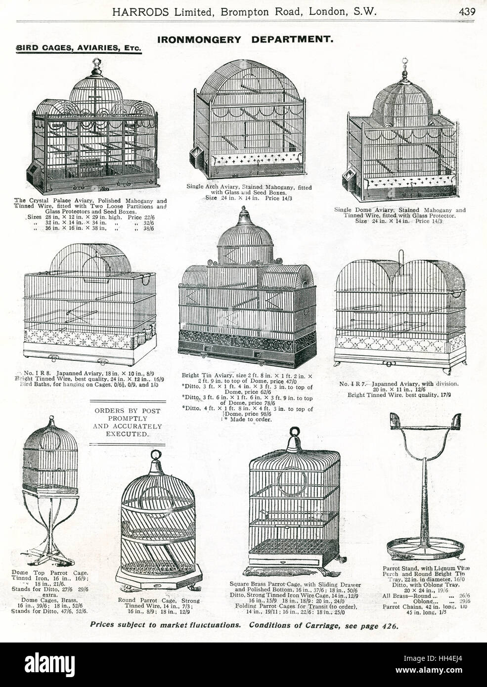 Catalogue des volières en cage 1911 Banque D'Images