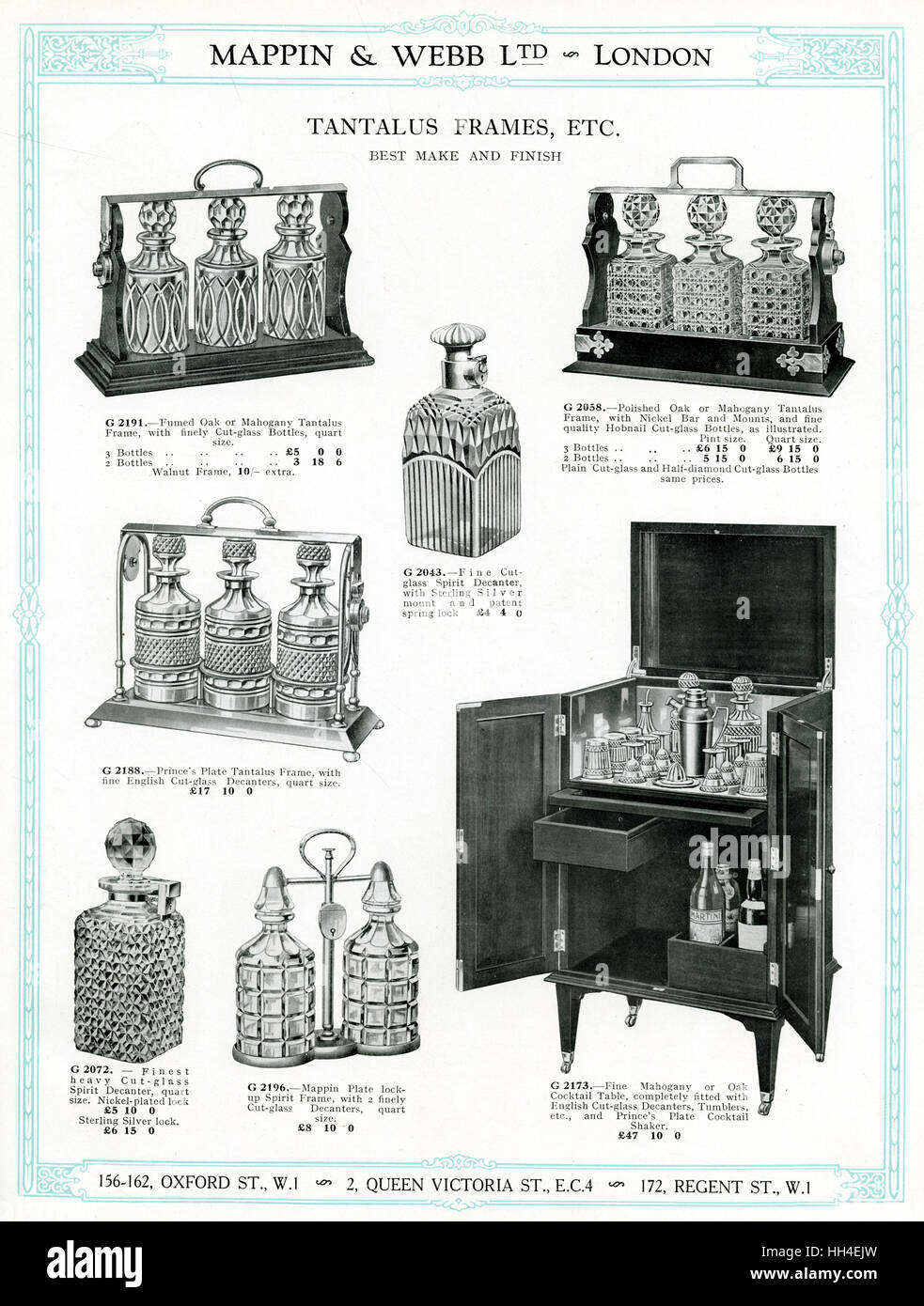 Catalogue commercial pour les cadres Tantalus 1930 Banque D'Images
