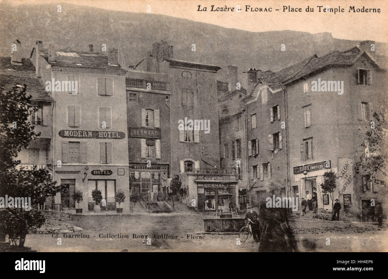 Florac, Lozère, France - place du Temple moderne Banque D'Images