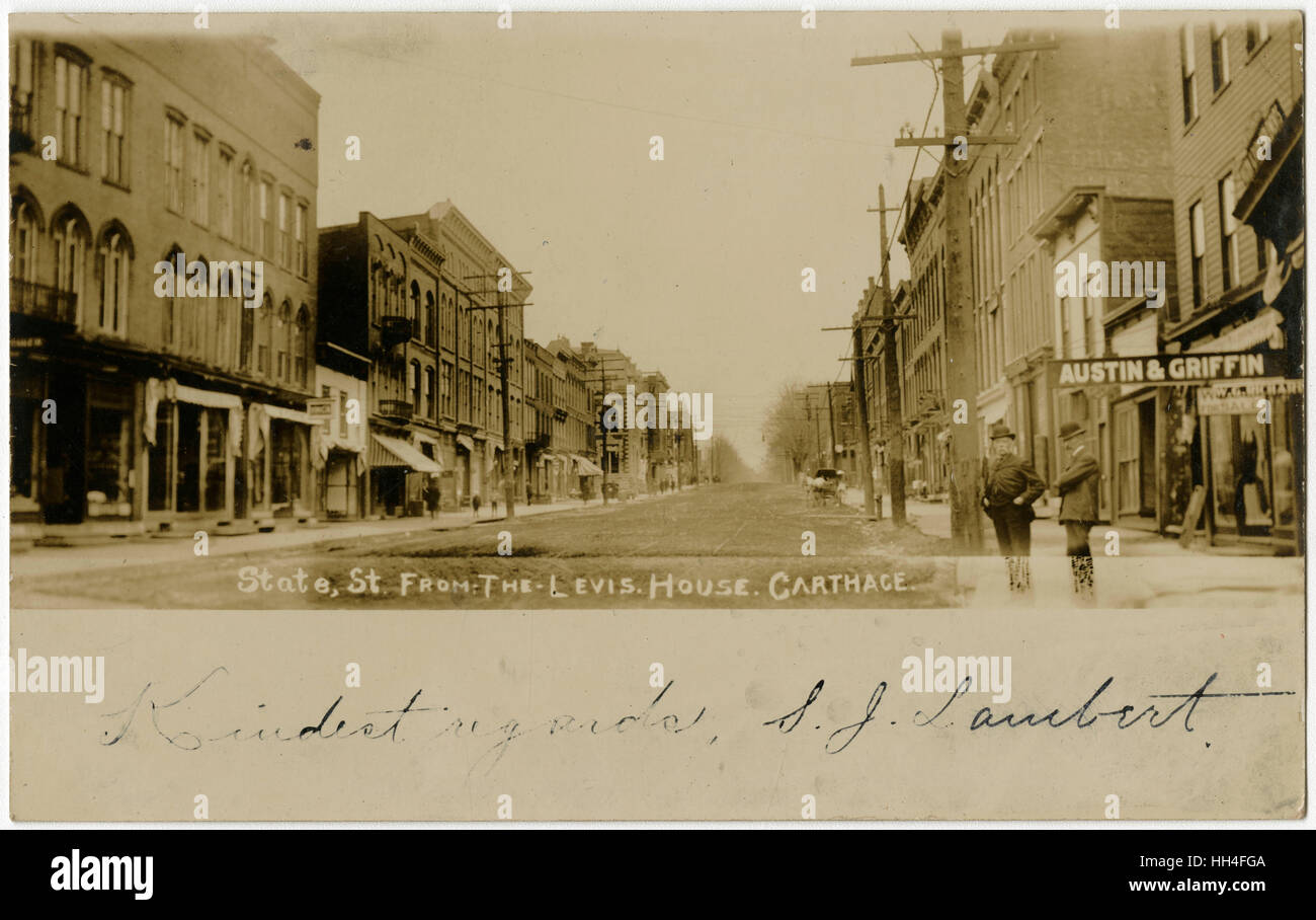 State Street, Carthage, NY, Etats-Unis, depuis le Levis House Hotel Banque D'Images