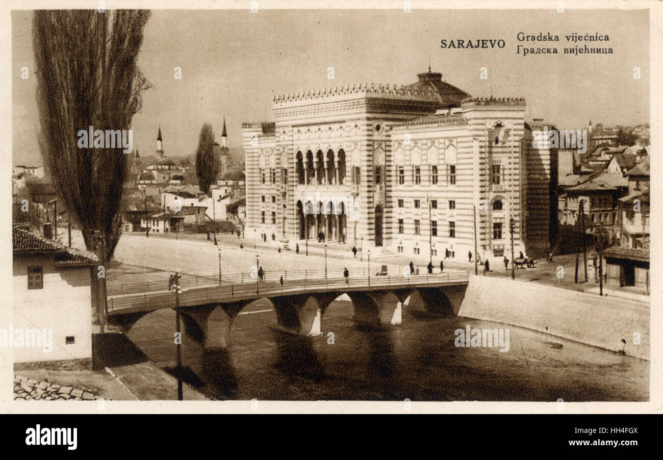 Tirage Vintage D'Époque - Sarajevo, Hôtel De Ville Yougoslave, Vers 1930