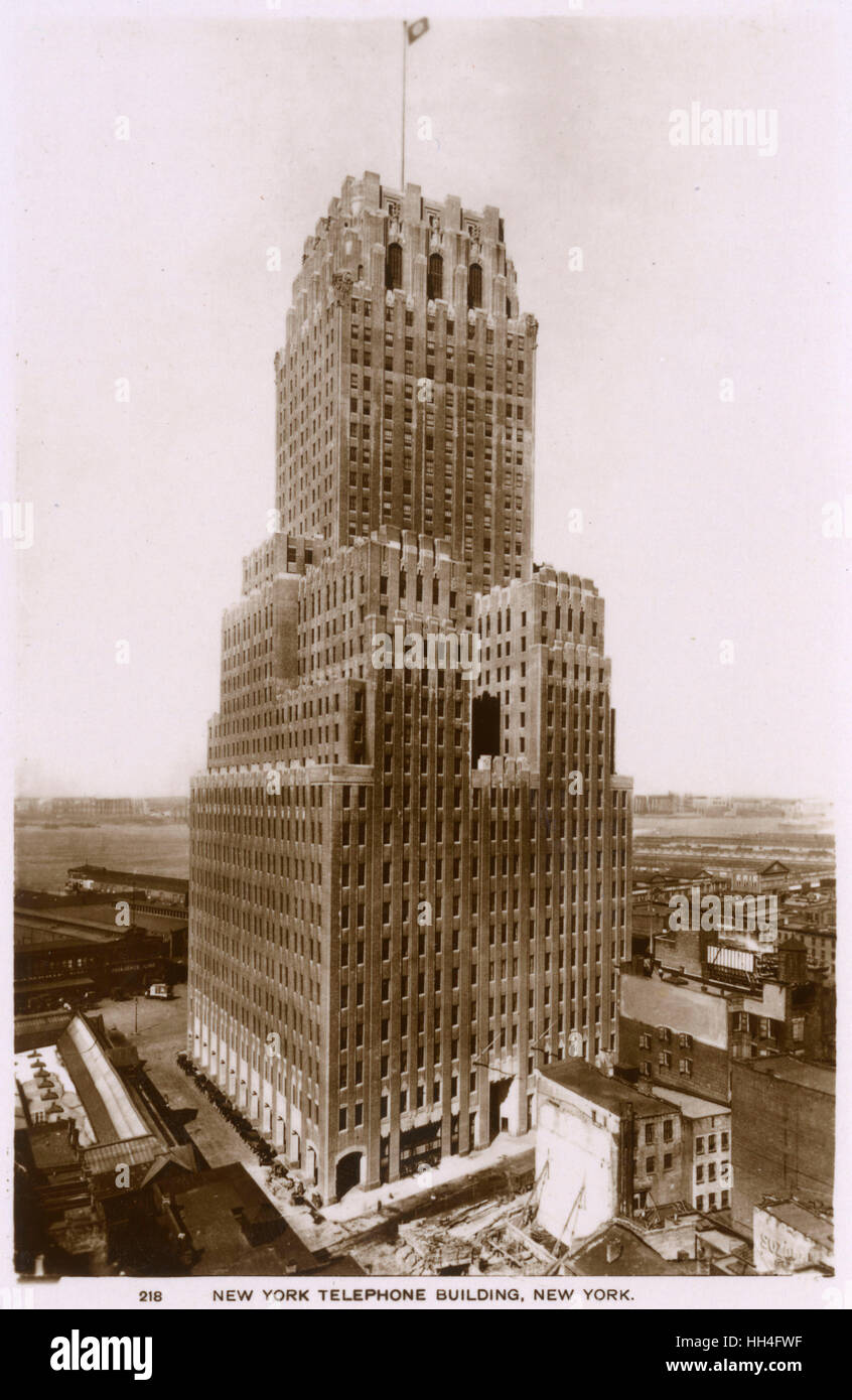 Le bâtiment Verizon - précédemment connu sous le nom de Barclay-Vesey Building et la Compagnie de Téléphone de New York, NEW YORK, USA du bâtiment. Ouvert en 1927, sur 140 West Street entre Barclay et Vesey Street. Banque D'Images
