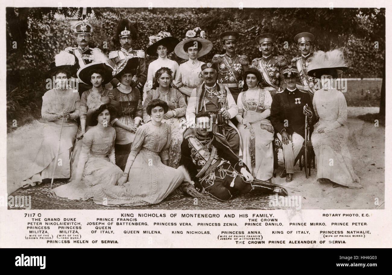 Le roi Nicholas du Monténégro et sa famille Banque D'Images