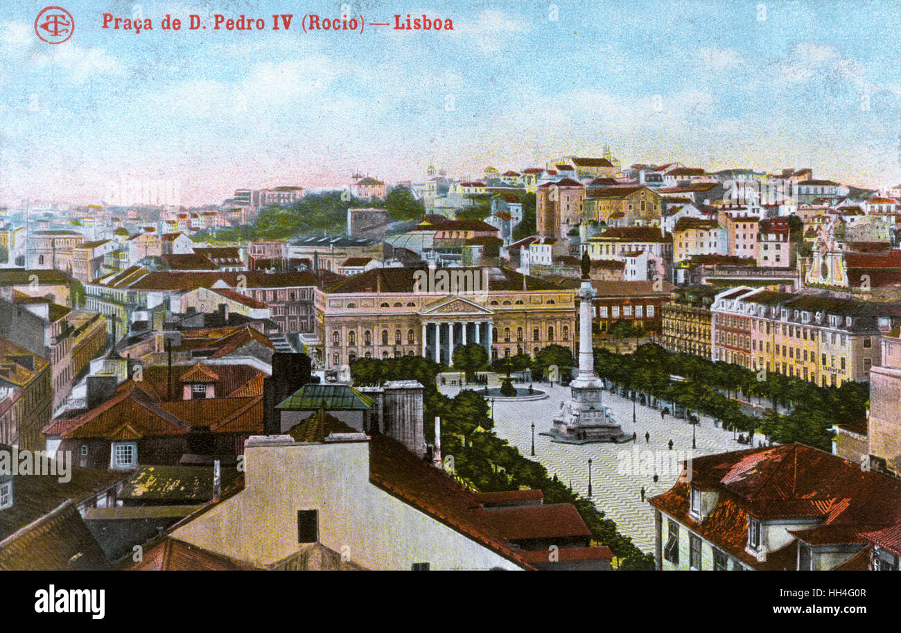 Place Rossio, Lisbonne, Portugal (Praca de D. Pedro IV) Banque D'Images