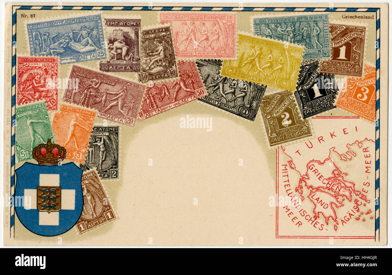 Carte de timbre produite par Ottmar Zeihar - Grèce Banque D'Images