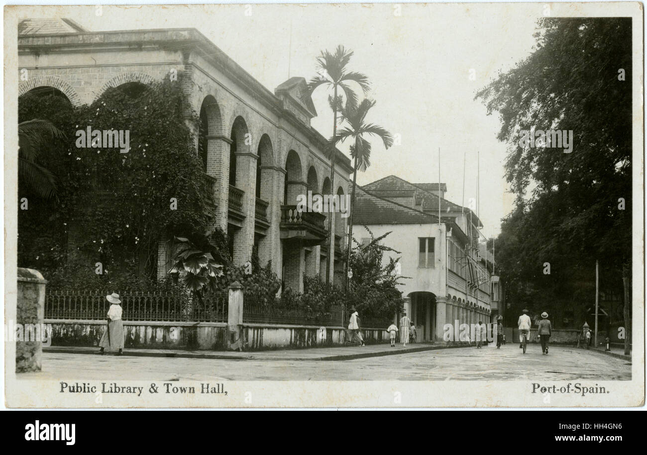 Port-of-Spain, Trinidad - Bibliothèque publique et hôtel de ville Banque D'Images