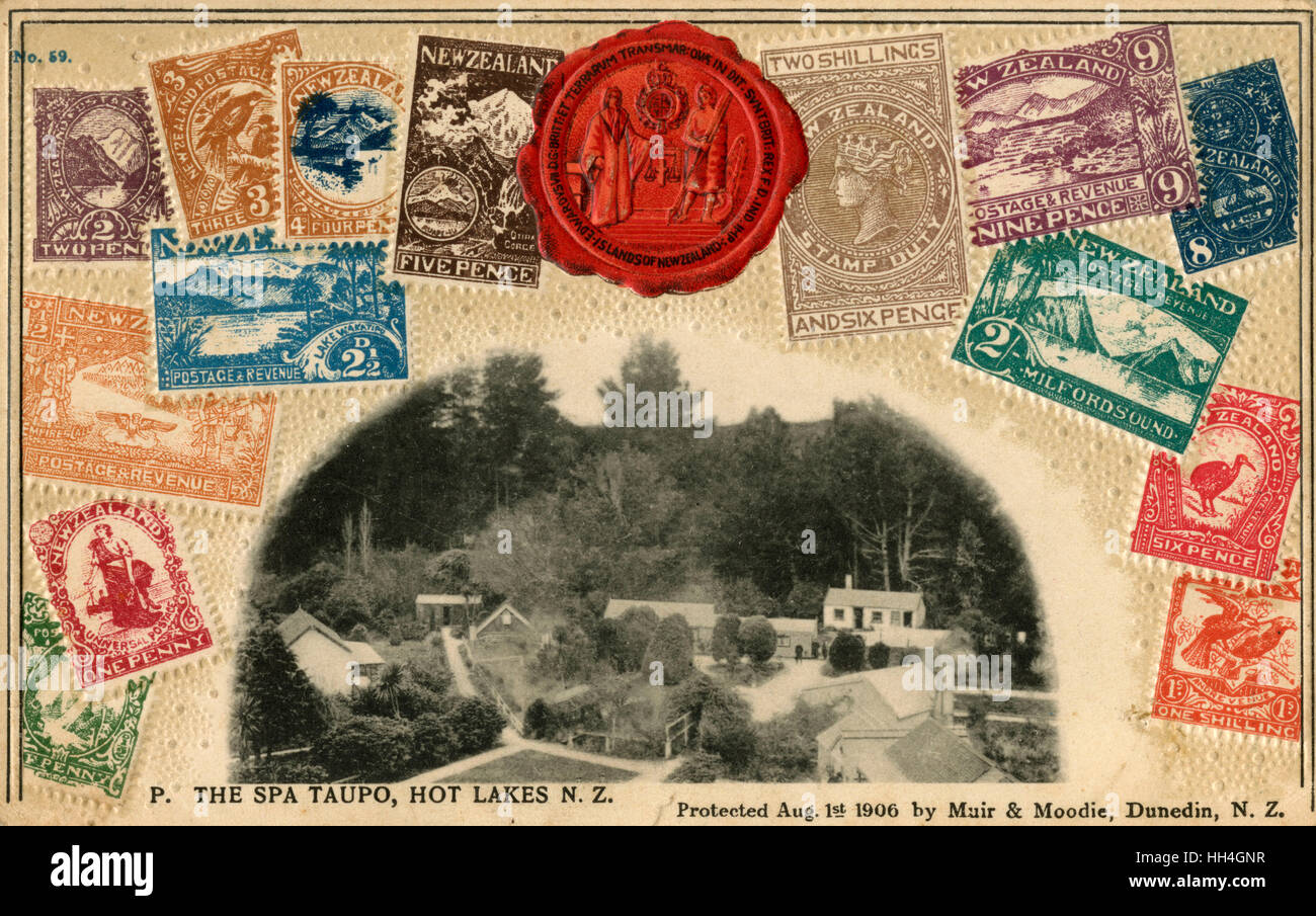 Carte de timbre produite par Ottmar Zeihar - Nouvelle-Zélande Banque D'Images