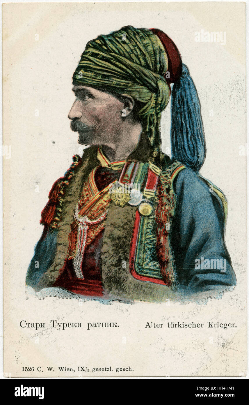 Le portrait d'un ancien bain turc ancien soldat avec des médailles Banque D'Images
