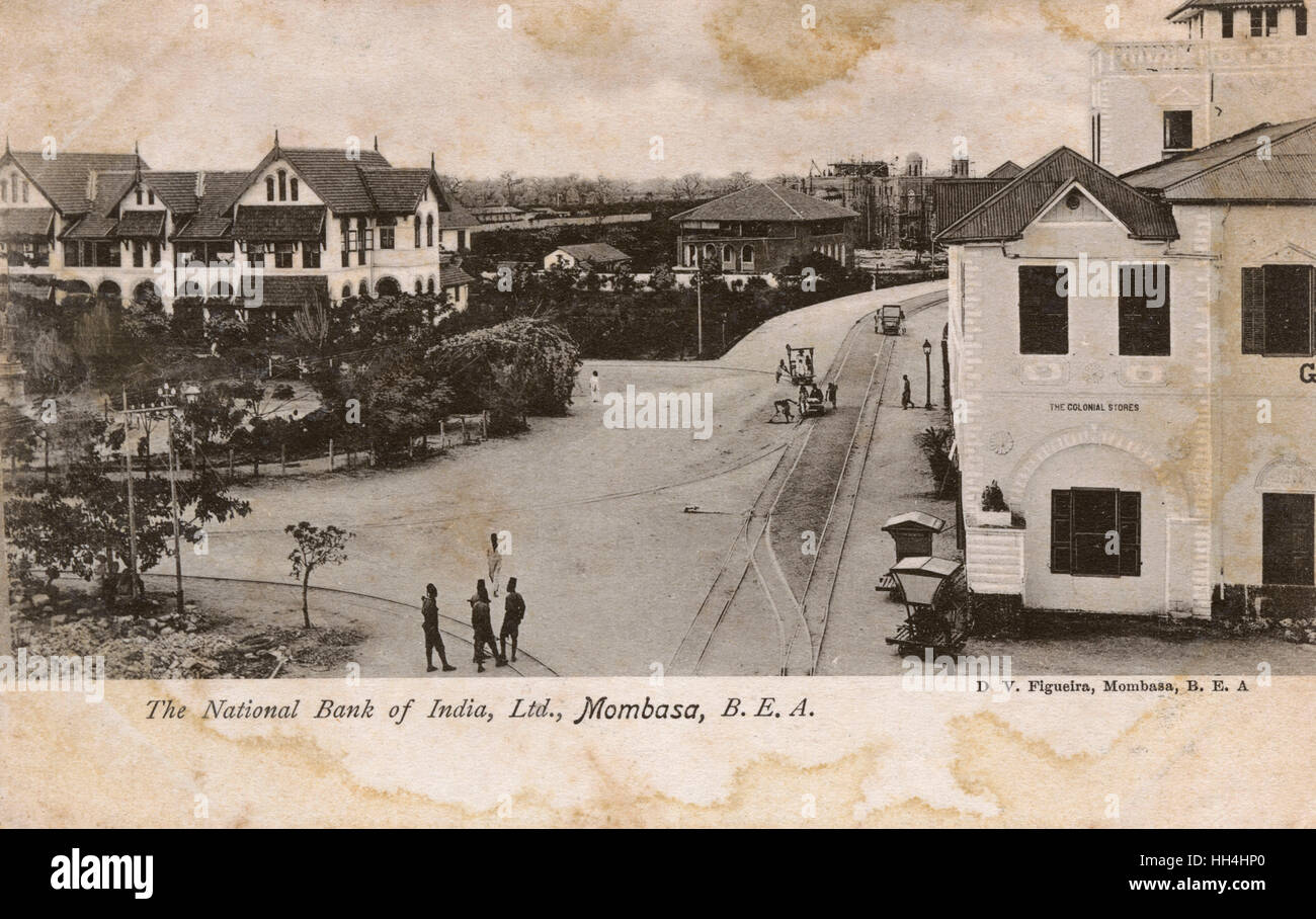 Banque nationale de l'Inde, Mombasa, Kenya, Afrique de l'est Banque D'Images