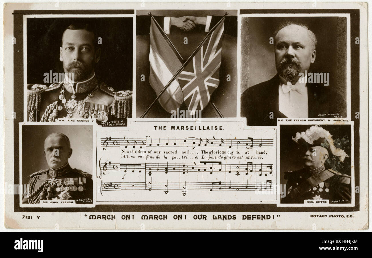 Marseillaise - George V, John French, Poincare et Joffre Banque D'Images