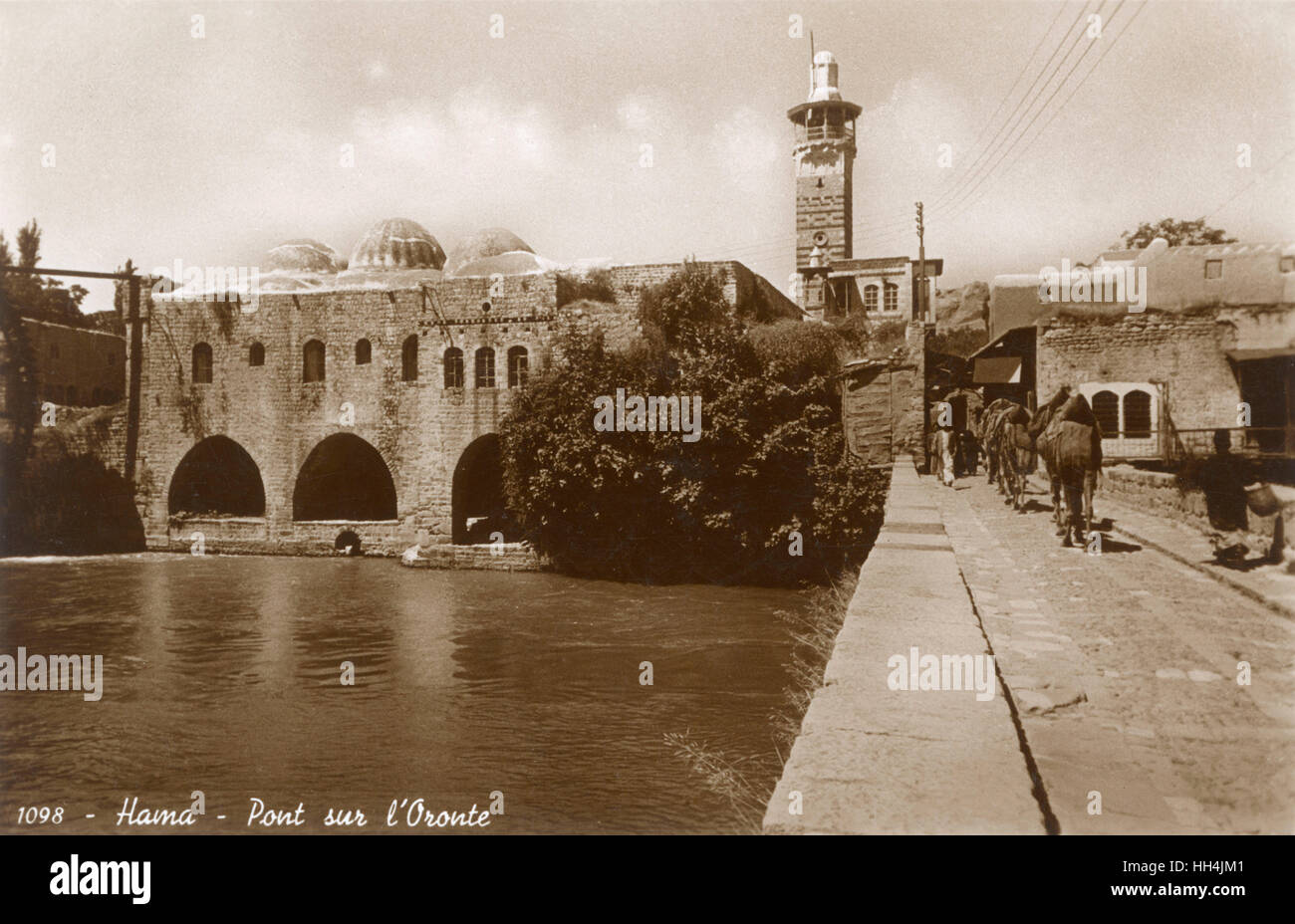 Pont sur la rivière Orontes à Hama, Syrie Banque D'Images