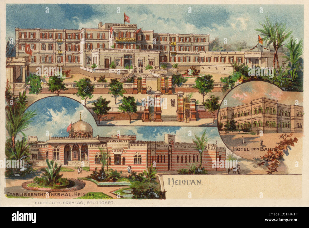 Montage d'hôtels et de stations balnéaires à Helwan (Helouan), Egypte Banque D'Images