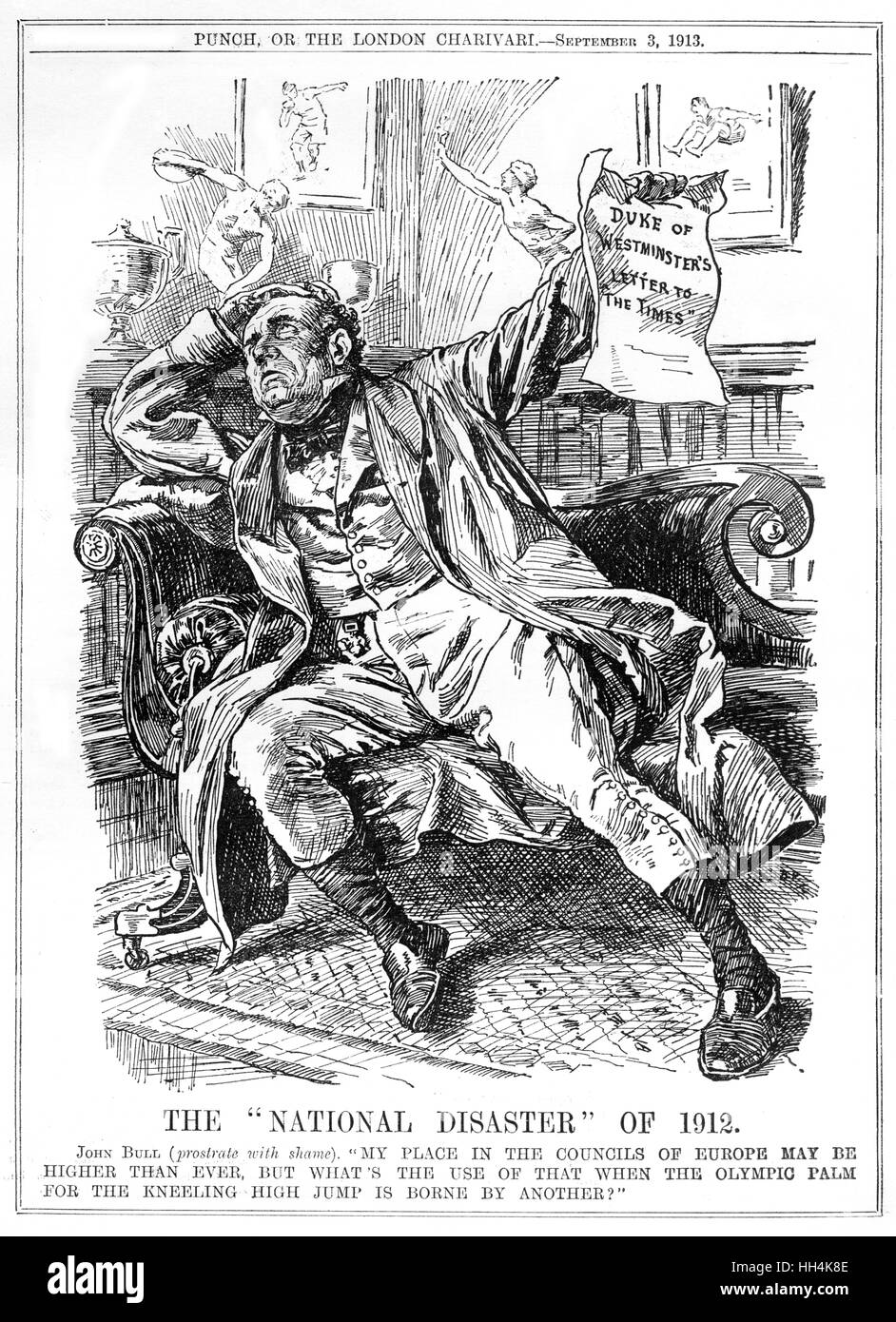 Caricature En Vedette Dans Punch 3 Septembre 1913 De La Catastrophe Nationale La Caricature Illustre John Bull Avec La Citation Suivante Ma Lieu Dans Les Conseils De L Europe Peut Etre Plus Eleve