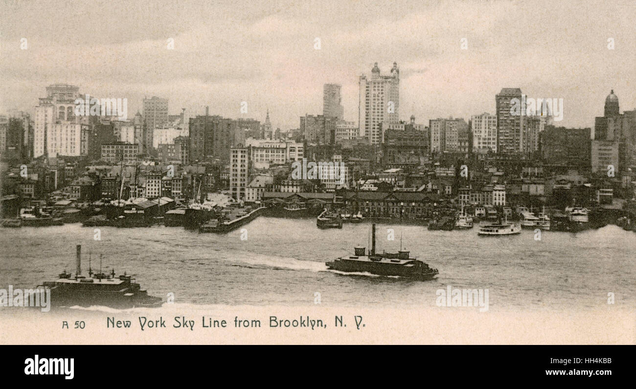 New York Skyline au départ de Brooklyn, États-Unis Banque D'Images