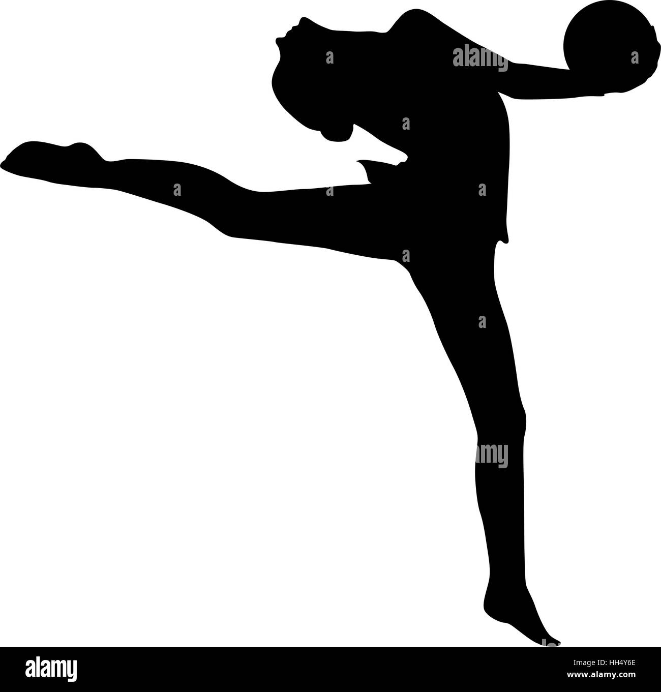 Gymnaste fille Silhouette avec la balle. Vector illustration Illustration de Vecteur