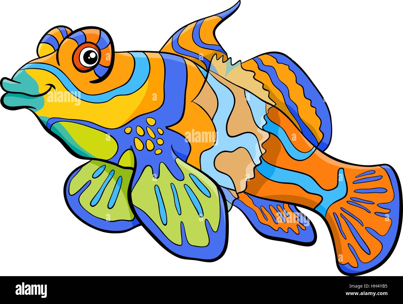Cartoon Illustration de la vie de mer Poisson Mandarin personnage animal Illustration de Vecteur