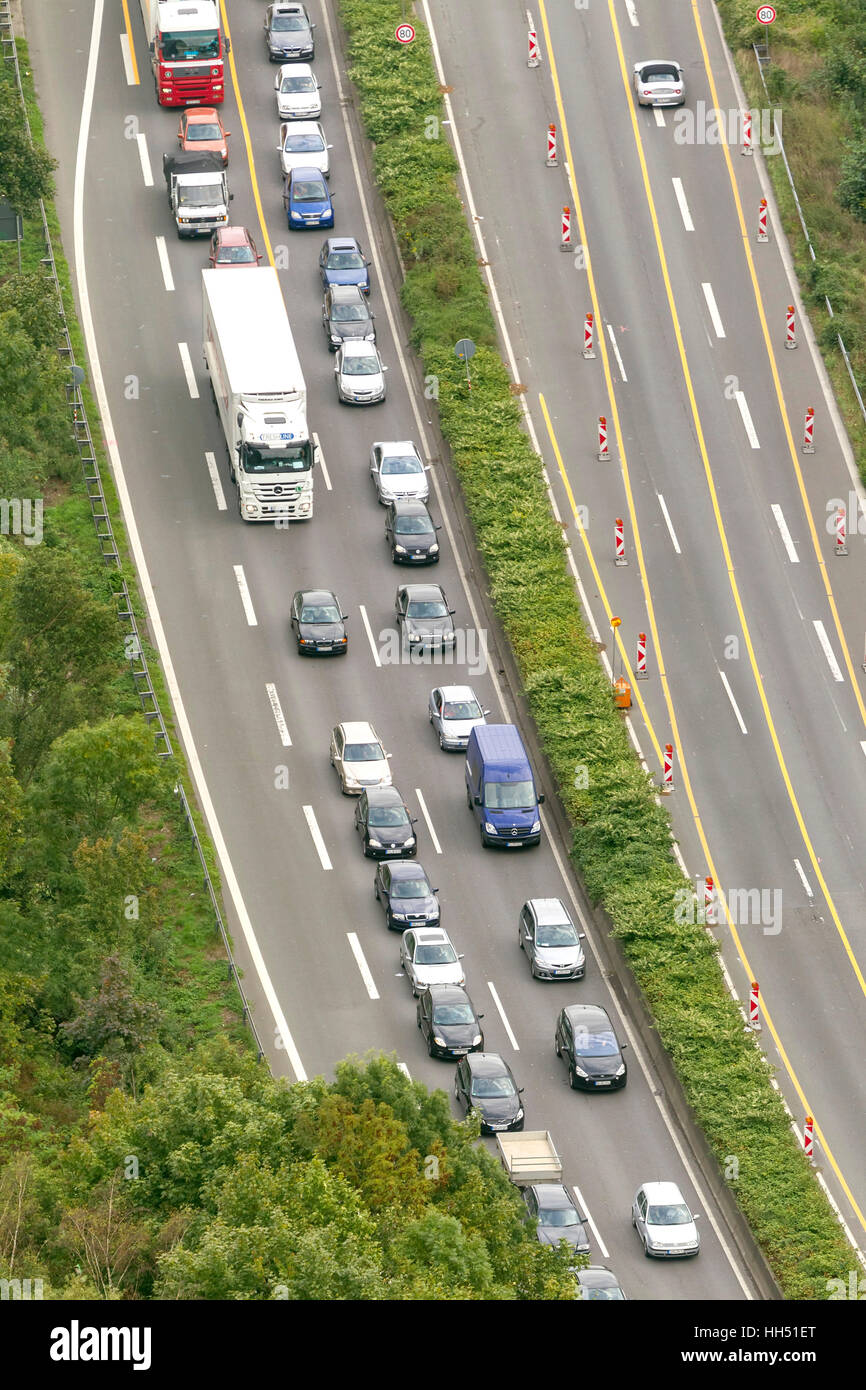 Un constractionwork40 junction Lütgendortmund, la route à deux voies, Dortmund, Ruhr, Rhénanie du Nord-Westphalie, Allemagne, Europe, Banque D'Images