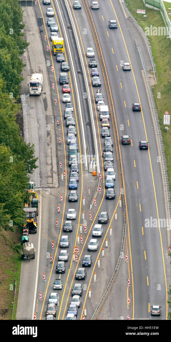 Un constractionwork40 junction Lütgendortmund, la route à deux voies, Dortmund, Ruhr, Rhénanie du Nord-Westphalie, Allemagne, Europe, Banque D'Images