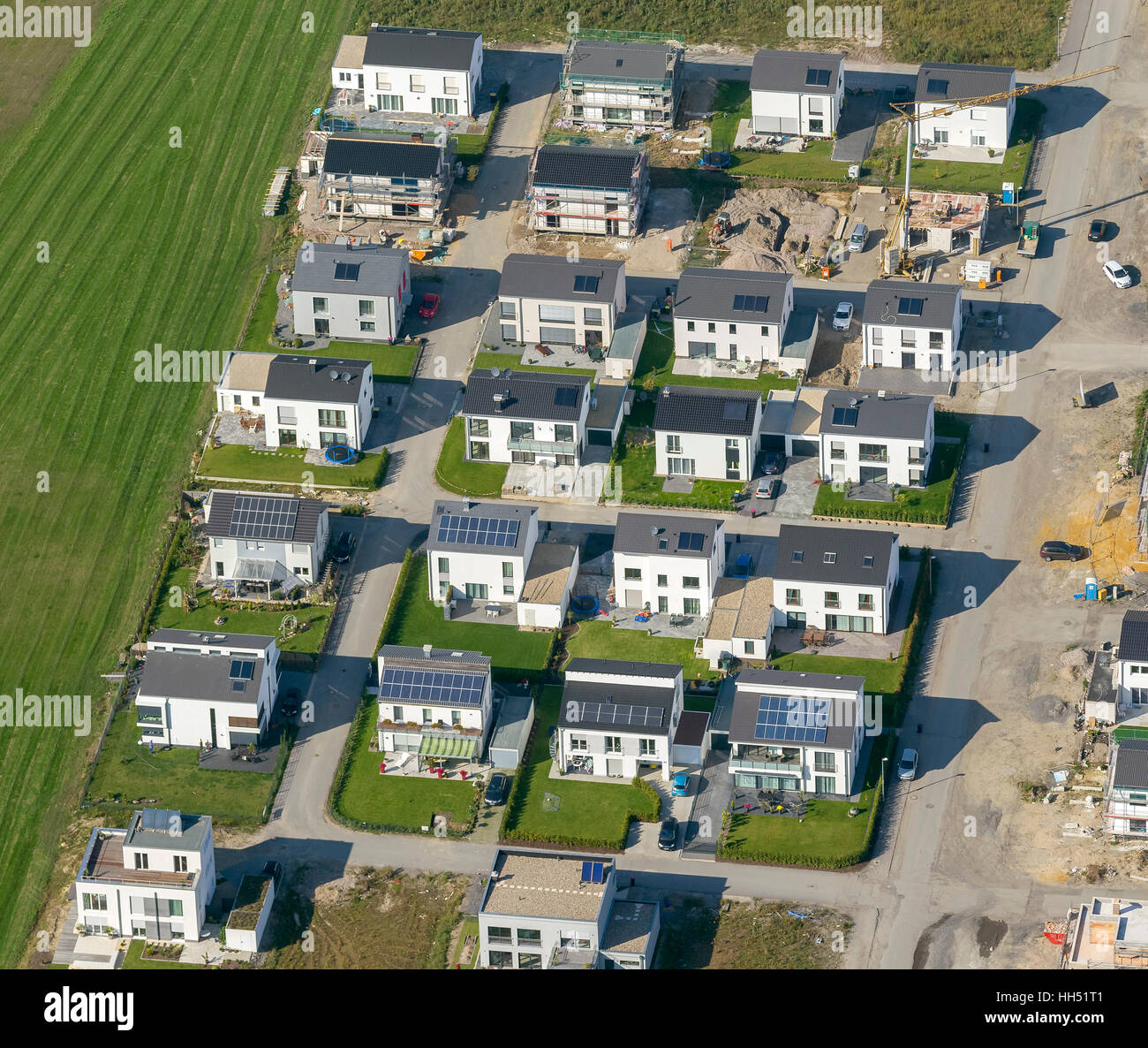 Zone de construction Bismarck dans le Rhine-Herne avec Canal Marina et du développement Johannes Rau Allee, Gelsenkirchen, Banque D'Images