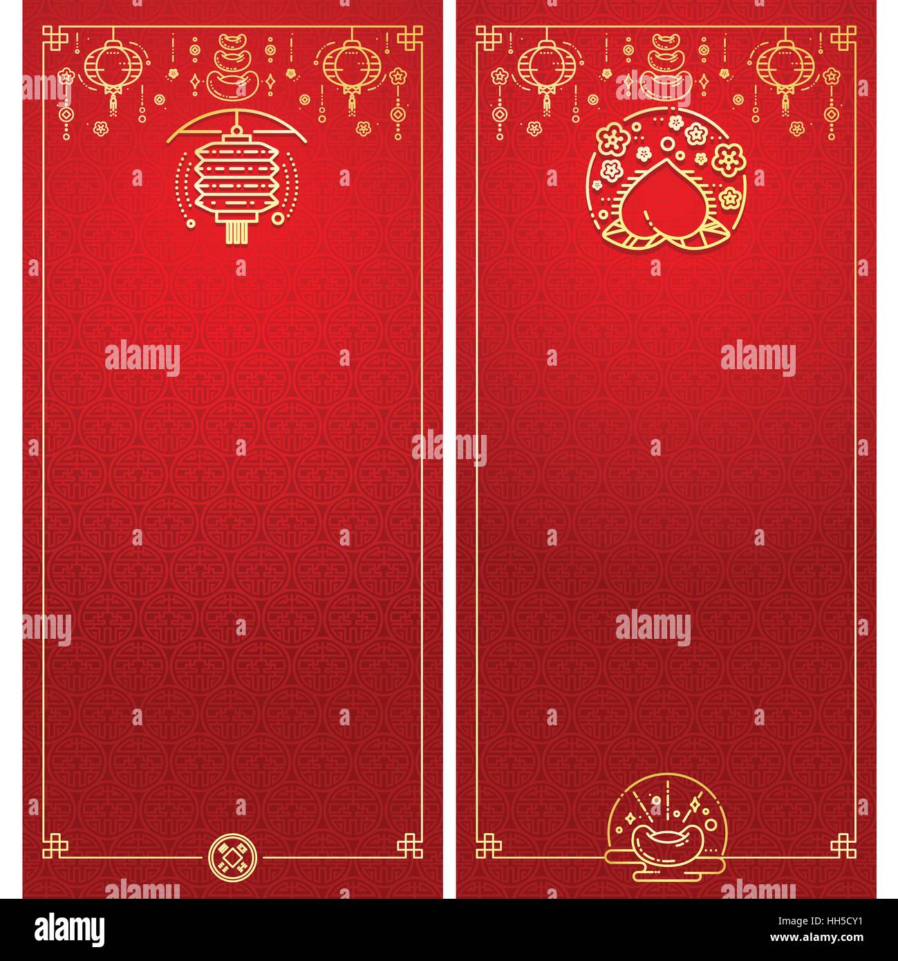 Vector Illustration de carte de Vœux du Nouvel An chinois. Style linéaire moderne. Illustration de Vecteur
