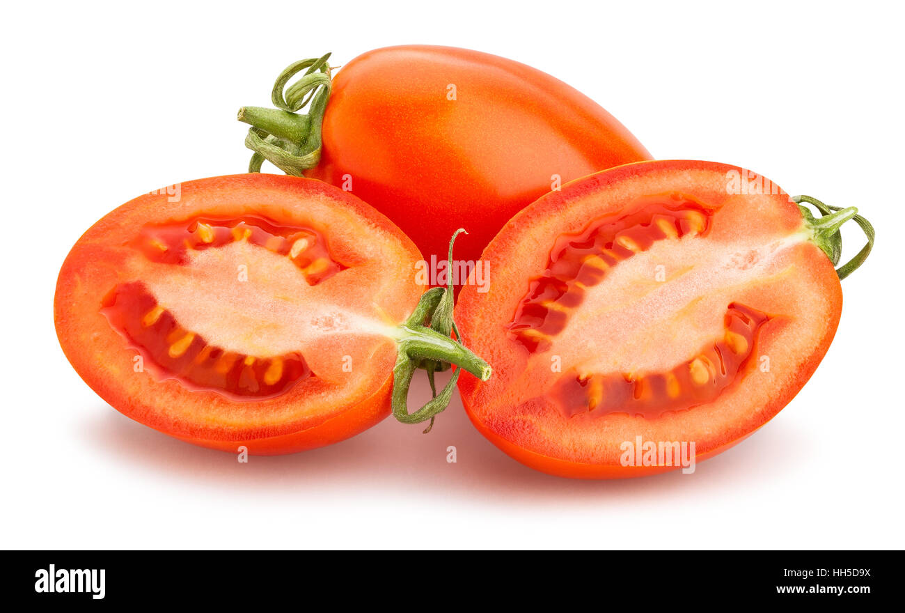 Tomates en tranches isolées Banque D'Images