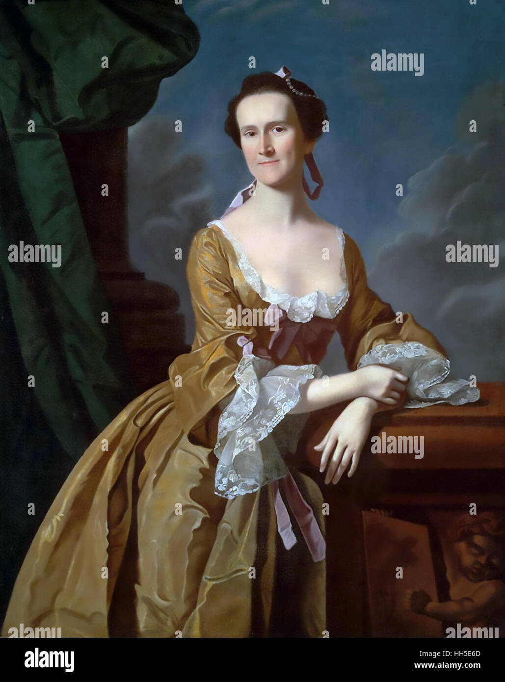 KATHARINE GREENE AMORY (1731-1777) La société américaine dame qui tient un journal durant la Révolution américaine. Peinture sur 1762. Banque D'Images
