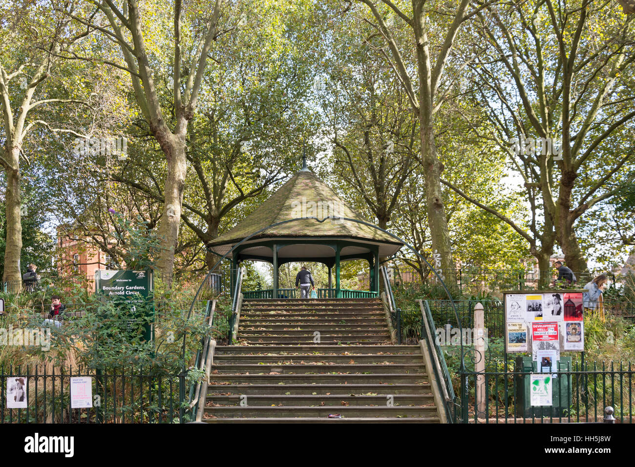 Jardins limitrophes, Arnold Circus, Shoreditch, London Borough of Hackney, Greater London, Angleterre, Royaume-Uni Banque D'Images
