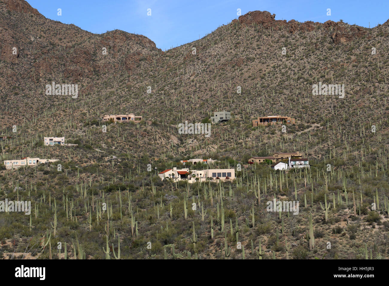 Maisons de montagne en désert de Sonora Tuscon Arizona Banque D'Images