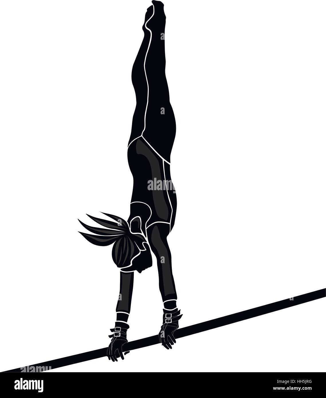 Silhouette noir et blanc fille gymnaste athlète sur vector illustration Illustration de Vecteur