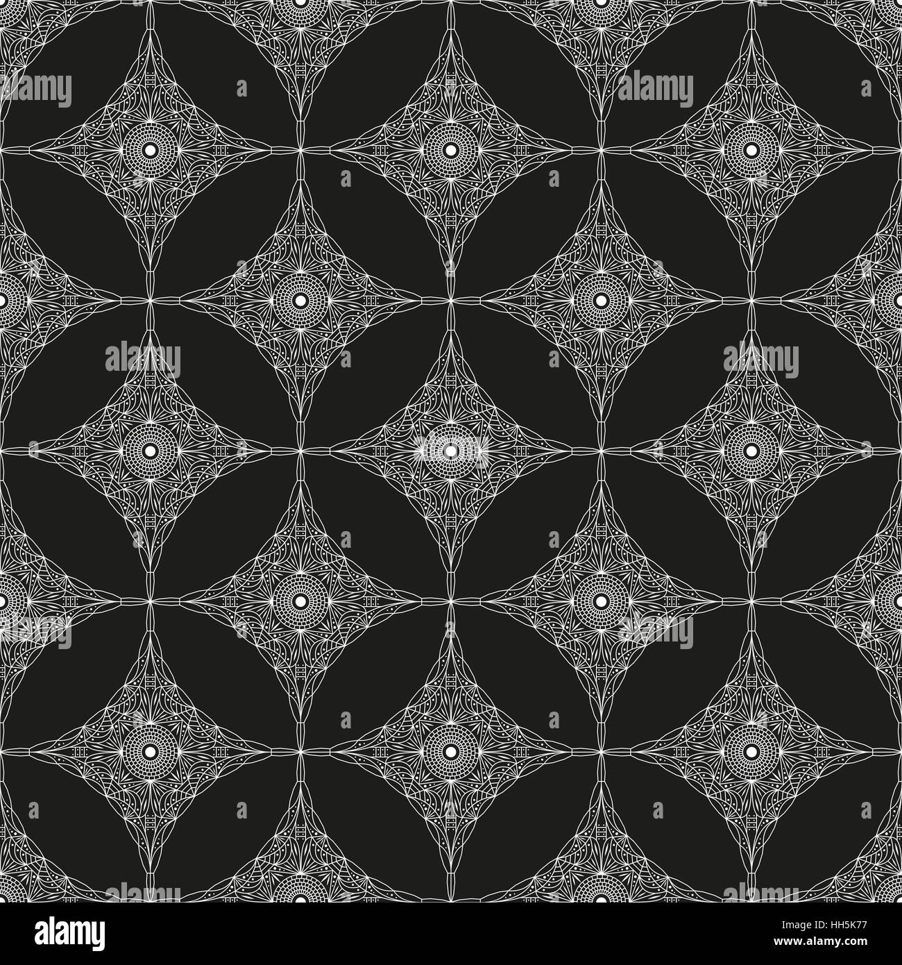 Modèle vectoriel sans couture. Parure ethnique noir-blanc. Style Arabesque Banque D'Images