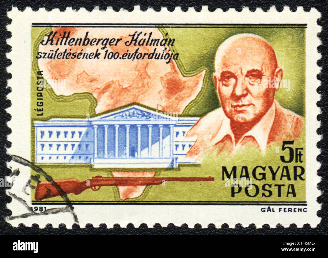 Un timbre-poste imprimé en Kittenberger Kalman montre hongrois, série L'Afrique, vers 1981 Banque D'Images