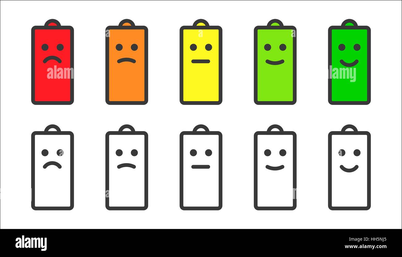 Indicateur de batterie émoticônes Illustration de Vecteur