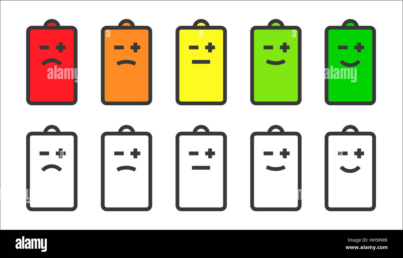 Indicateur de batterie émoticônes Illustration de Vecteur